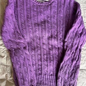 Tommy Hilfiger Purple Cable-Knit Crewneck Sweater